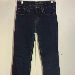 Dark blue vintage jeans with Gold/brown lining